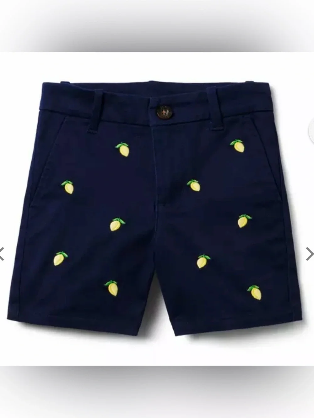 Janie and Jack boys Navy Shorts with Yellow Lemon Embroidery -2T